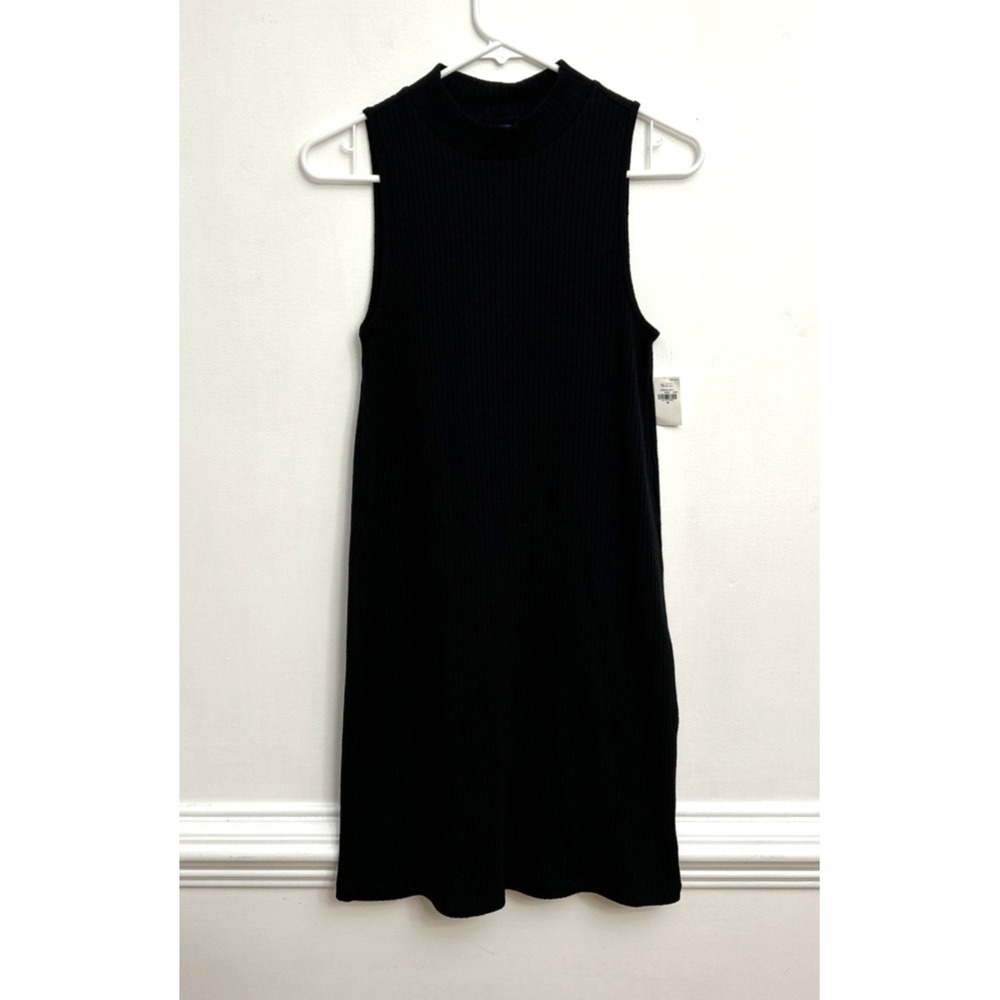 Old Navy Black Ribbed Bodycon Midi Dress Sleeveless Mock Neck Sz M Neutral Sexy